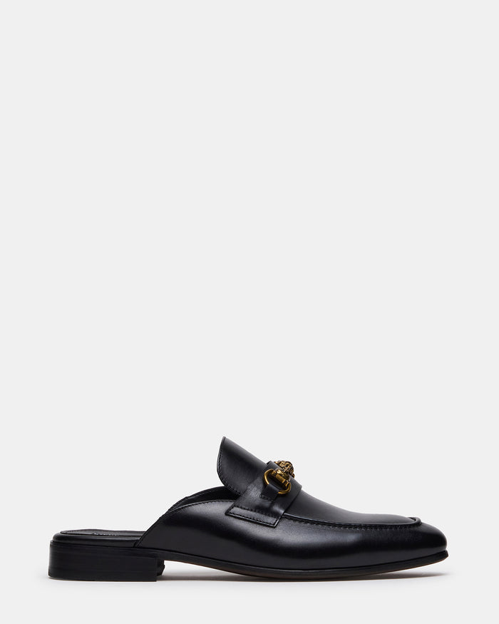 JOVIAN Black Leather Slip-On Mule Horsebit Buckle Men's Dress Shoe | Steve Madden