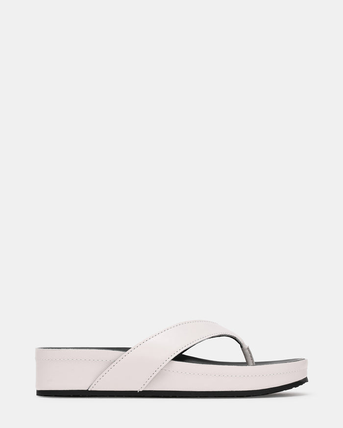 JOYA White Leather Thong Footbed Platform Women's Sandal | Steve Madden
