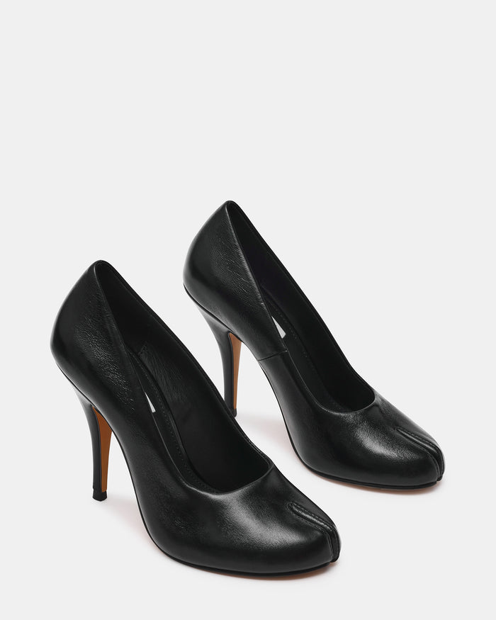 JULIETTE Black Leather Split Toe Tabi Women's Heels | Steve Madden