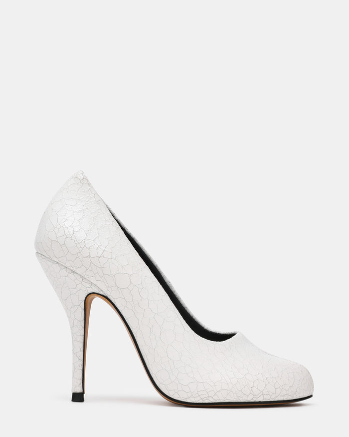 JULIETTE White Crackle Split Toe Tabi Women's Heels | Steve Madden