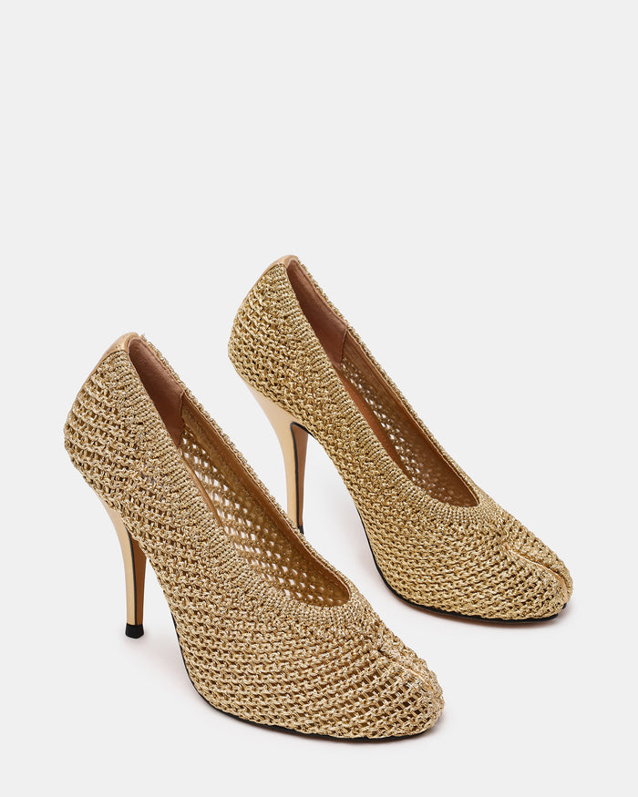 JULIETTE-WOVEN Champagne Split Toe Tabi Women's Heels | Steve Madden