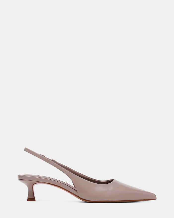 KATHY Taupe Leather Slingback Pointed-Toe Women's Kitten Heel | Steve Madden