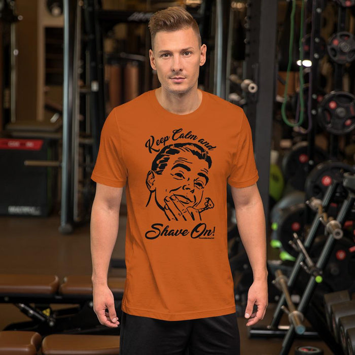 Keep Calm & Shave On Short-Sleeve Unisex T-Shirt - Phoenix Shaving Collection - Phoenix Artisan Accoutrements