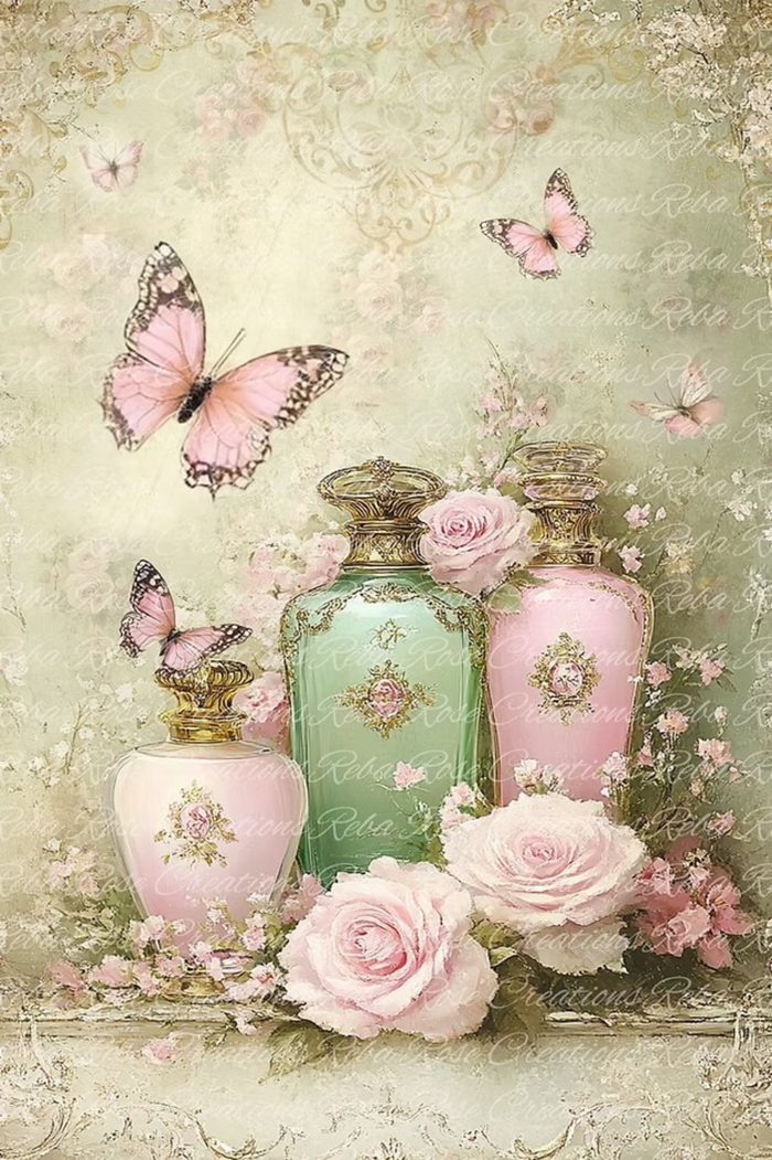 Kelli Kat's Butterflies & Bottles Rice Paper by Reba Rose Creations