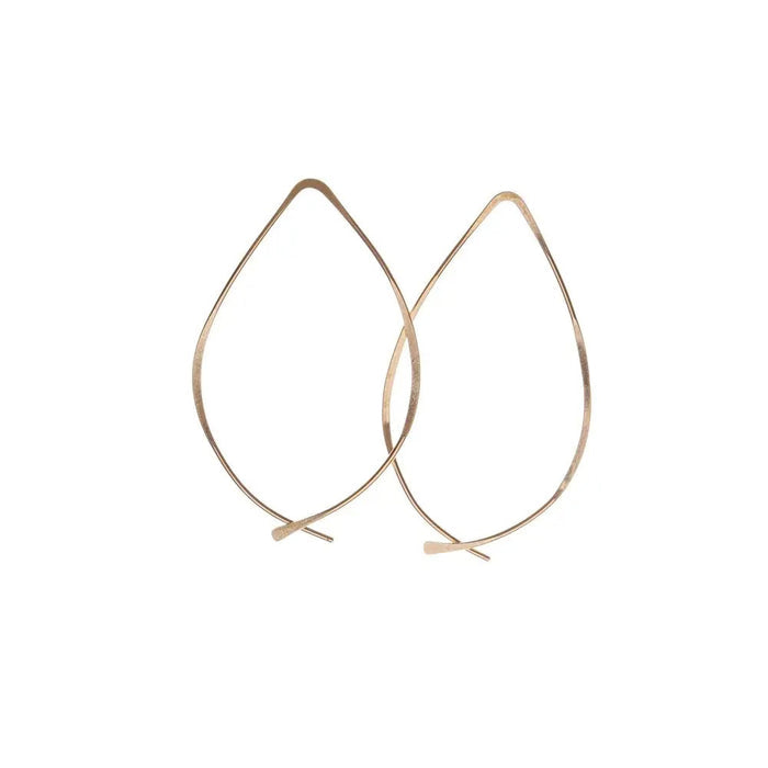KENDA KIST - WIRE HOOPS by KENDA KIST: Thin, 14k gold-filled teardrop-shaped hoop earrings with an open, minimalist design—perfect simple earrings for everyday wear—shown on a plain white background.