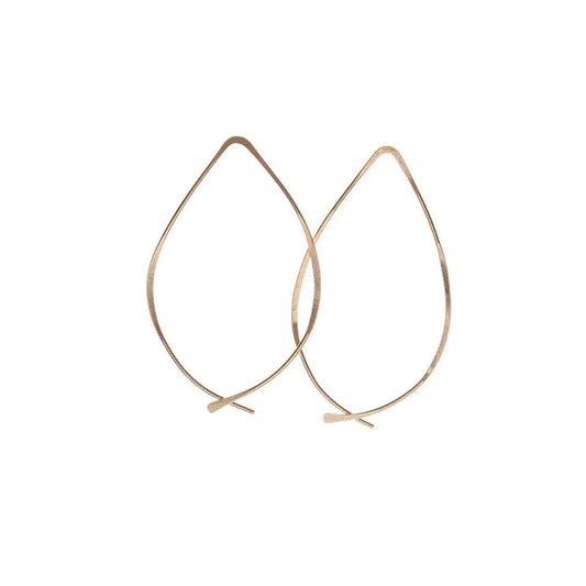 KENDA KIST - WIRE HOOPS by KENDA KIST: Thin, 14k gold-filled teardrop-shaped hoop earrings with an open, minimalist design—perfect simple earrings for everyday wear—shown on a plain white background.