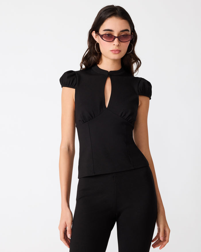 KEYHOLE Black Cut-Out Women's Top | Steve Madden