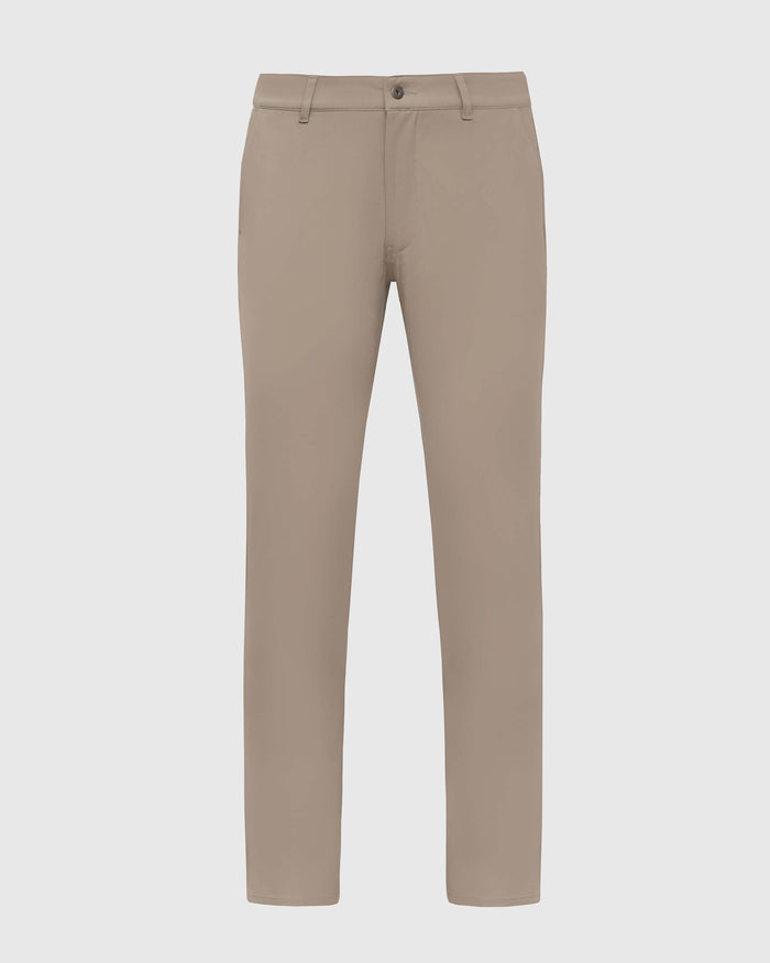 Khaki Commuter Pants, straight-leg design with belt loops and wrinkle-resistant finish.