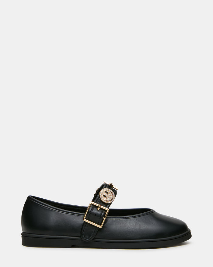 Kids' EDNA Black Mary Jane Charms Ballet Girls' Flat | Steve Madden