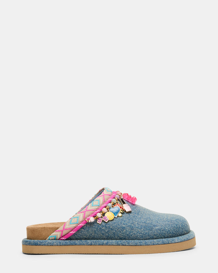 Kids' SLEIGH Denim Footbed Slip-On Girls' Flat | Steve Madden