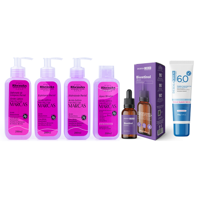 Kit SkinCare Anti Manchas Rhenuks Cosméticos + Sérum Bioretinol Dermachem+ Fps 60 Dermachem
