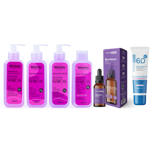 Kit SkinCare Anti Manchas Rhenuks Cosméticos + Sérum Bioretinol Dermachem+ Fps 60 Dermachem