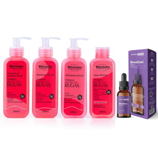 Kit SkinCare Anti Rugas com Colágeno Rhenuks  + Sérum Bioretinol Dermachem