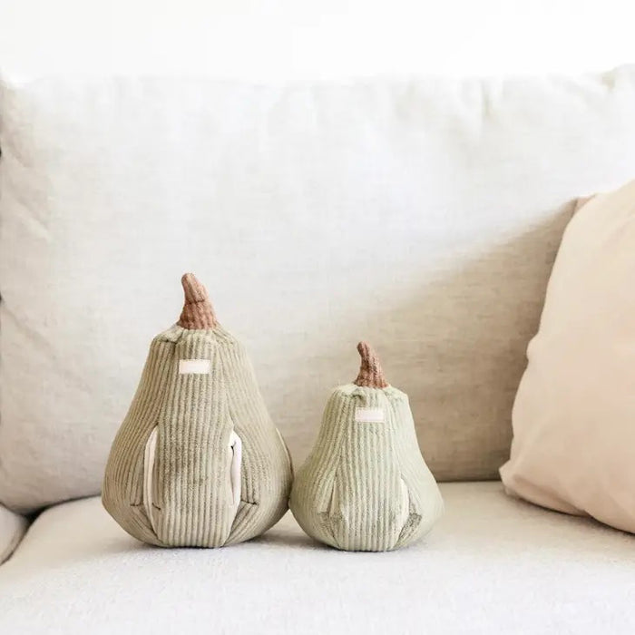 The LAMBWOLF COLLECTIVE - BUTTERNUT DOG TOY (S) is a stuffed pumpkin-shaped dog toy with treat pockets, featured against a white background.
