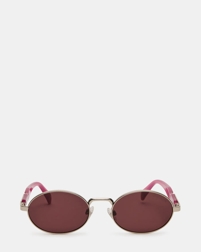 LANDY Silver Frame Oval Pink Lens Sunglasses | Steve Madden
