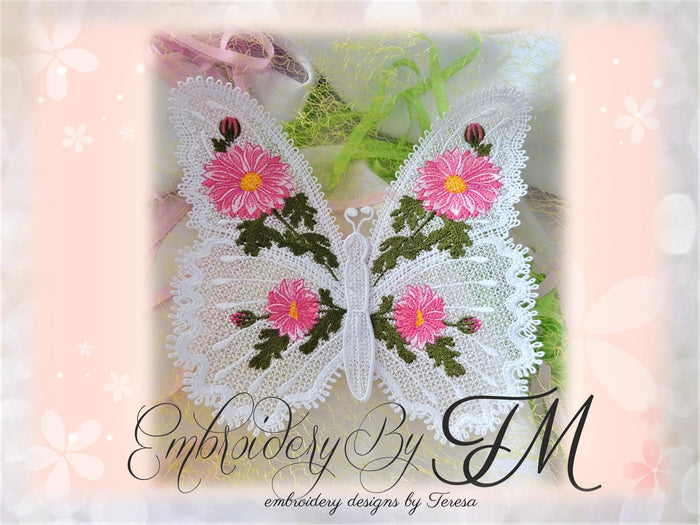 Large butterfly September /The Aster / 5x7 hoop