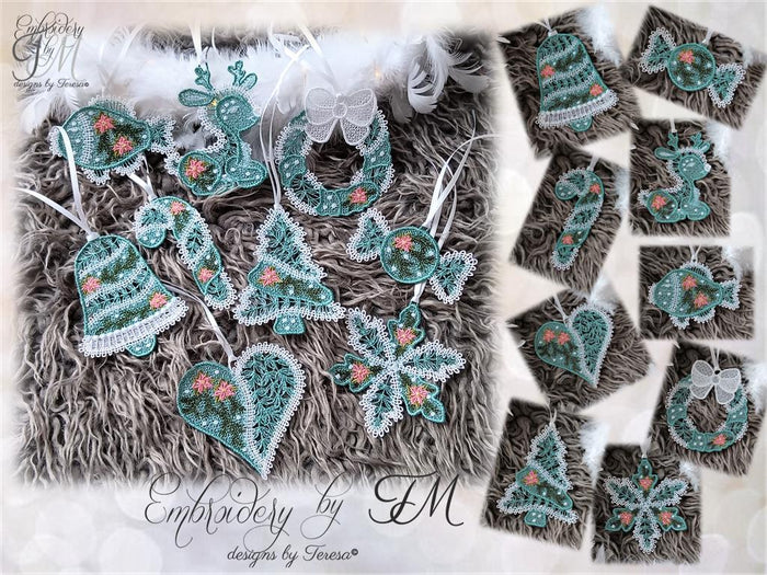 Large Christmas set of designs with poinsettias