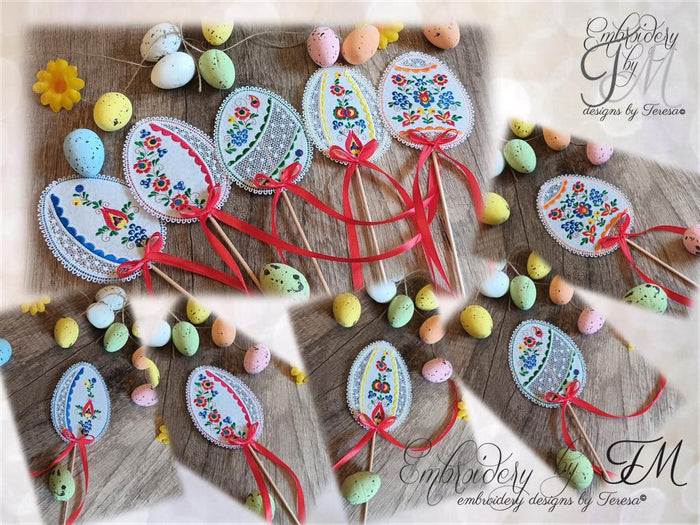 Large set eggs - folklore motifs from Slovacko region/FSL+felt /4x4 hoop
