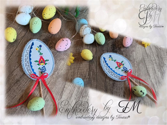Large set eggs - folklore motifs from Slovacko region/FSL+felt /4x4 hoop