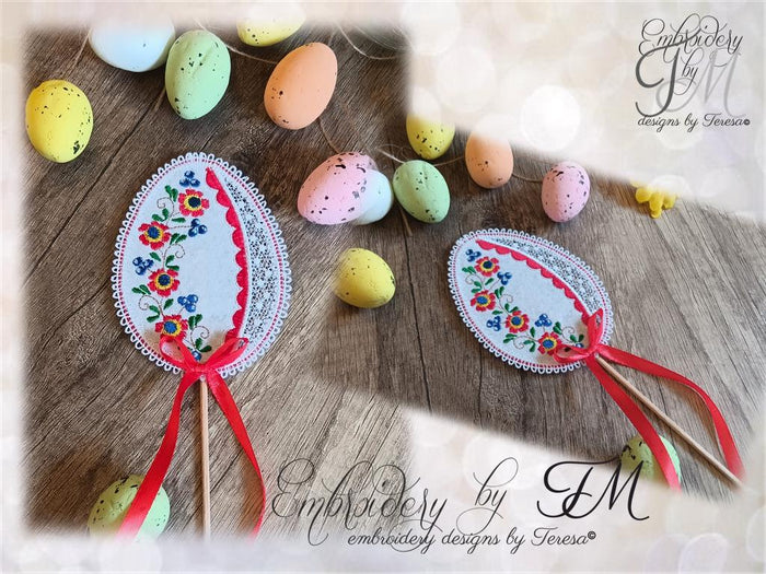 Large set eggs - folklore motifs from Slovacko region/FSL+felt /4x4 hoop