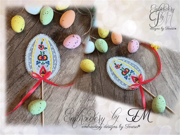 Large set eggs - folklore motifs from Slovacko region/FSL+felt /4x4 hoop