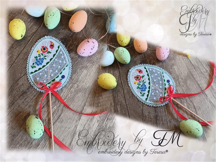 Large set eggs - folklore motifs from Slovacko region/FSL+felt /4x4 hoop