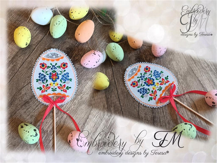 Large set eggs - folklore motifs from Slovacko region/FSL+felt /4x4 hoop