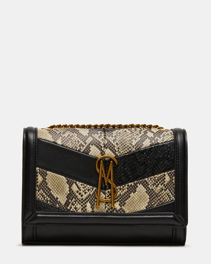 LARISAL Black/Multi Chain Crossbody Shoulder Strap Handbag | Steve Madden