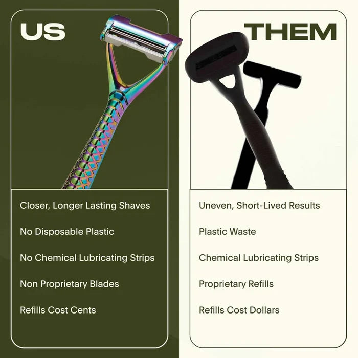 Leaf Shave 2-Blade Reusable Pivoting Safety Razor (10pk Blades)