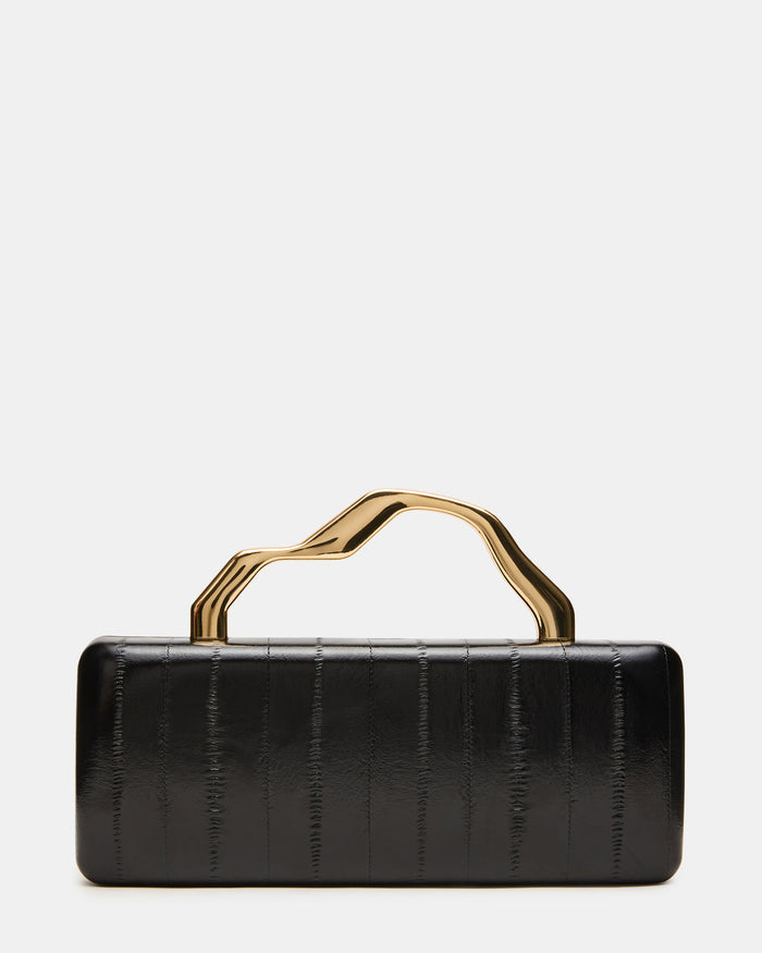 LEENA Bag Black Eel Wavy Metal Clutch Handbag | Steve Madden