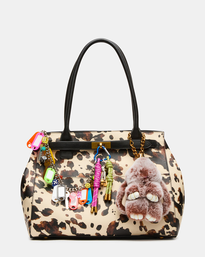 LEILANI Brown Print Charms Expandable Tote Handbag | Steve Madden