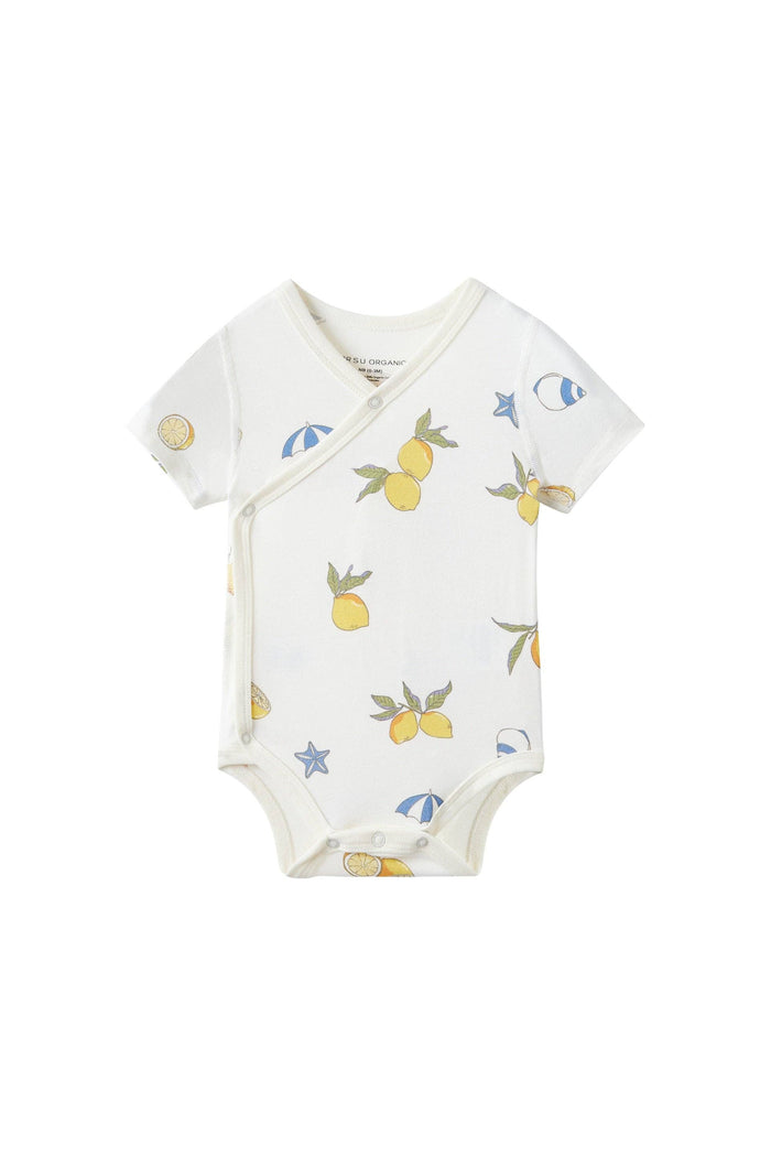 Lemon Organic Short-Sleeve Kimono Onesie