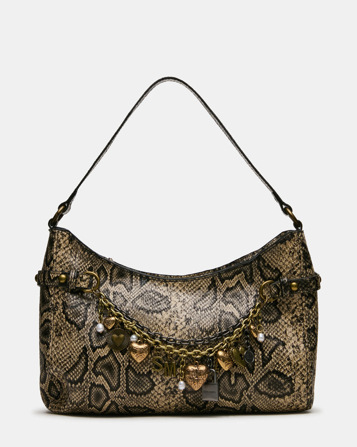 LIANNA Bone/Multi Slouchy Bag Charms Shoulder Handbag | Steve Madden