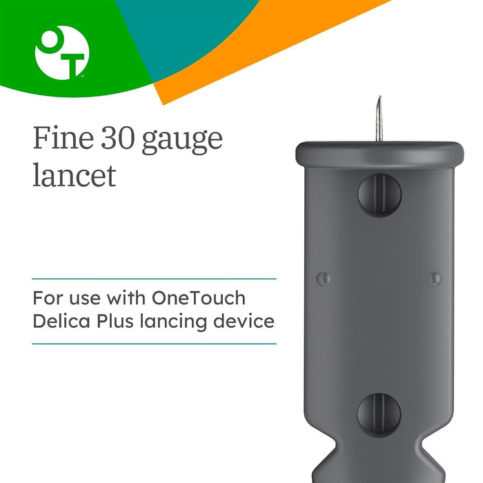 LifeScan OneTouch Delica Plus Lancets, 30 Gauge, 100 Count - 02401103-Box - LL Medico