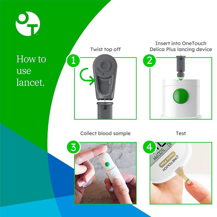 LifeScan OneTouch Delica Plus Lancets, 30 Gauge, 100 Count - 02401103-Box - LL Medico