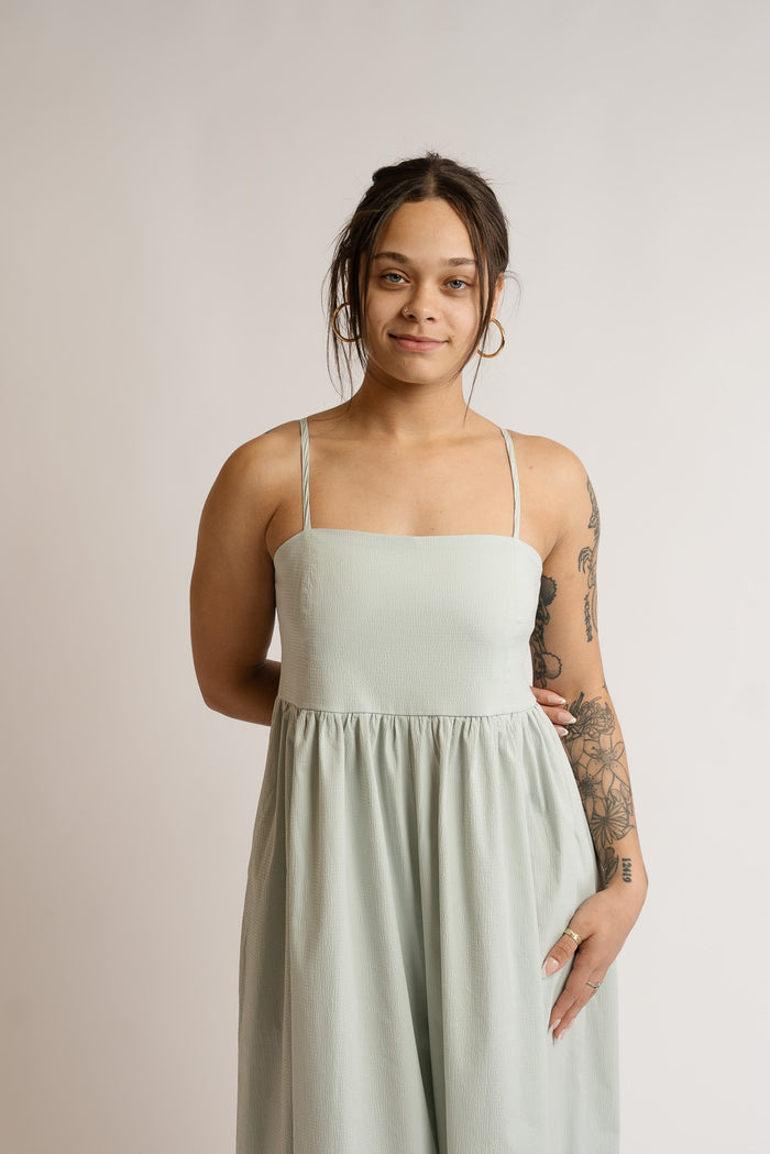 Light Mint Seersucker Full Jumper