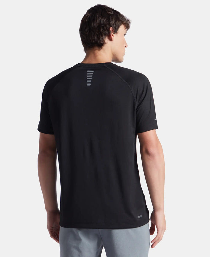 Lightweight Microfiber Round Neck Half Sleeve Printed T-Shirt with Breathable Mesh - Black