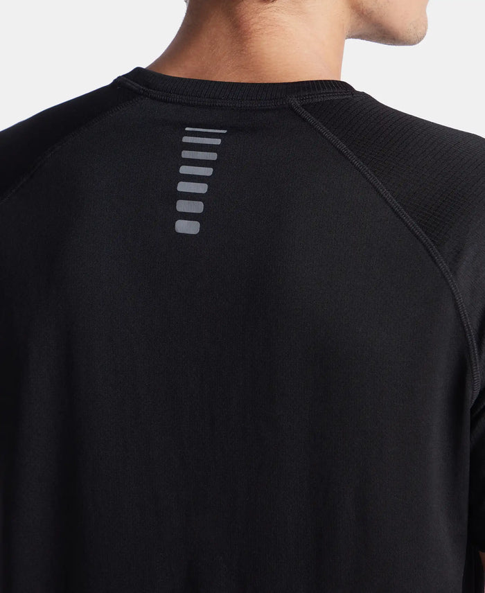 Lightweight Microfiber Round Neck Half Sleeve Printed T-Shirt with Breathable Mesh - Black