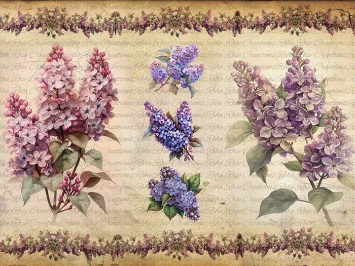 Lilacs Rice Paper by Reba Rose Creations