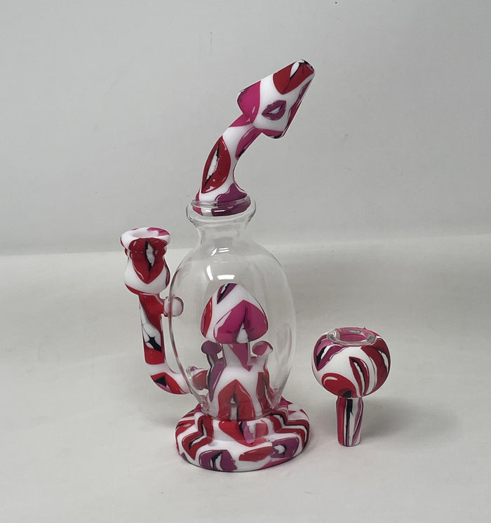 Lips Design 8" Silicone and Glass Rig with Silicone 9 hole Glass bowl