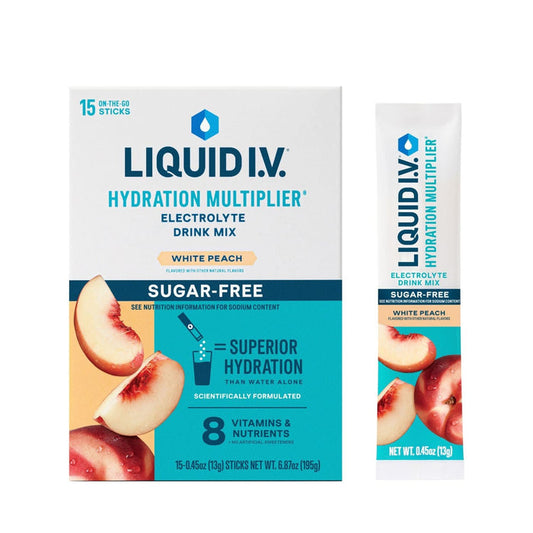 Liquid I.V. Sugar Free Hydration Multiplier Electrolyte Powder, White Peach, 0.45 oz - LVM-6033-Box - LL Medico