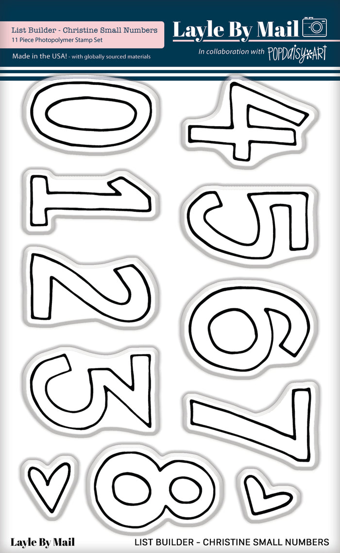 List Builder - Christine Numbers Small 3x4 Stamp Set