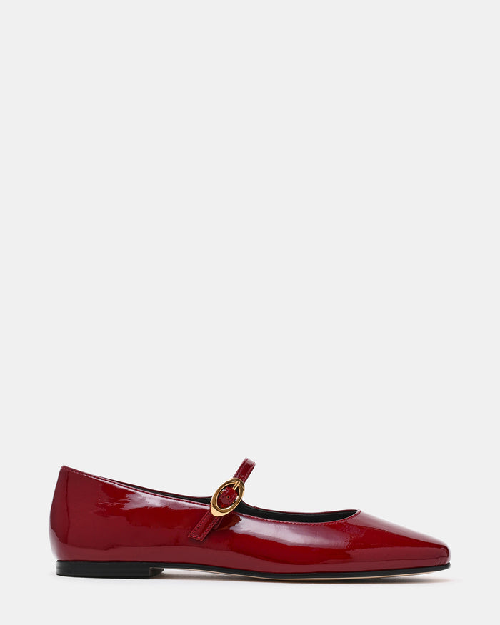 LOLLI Burgundy Patent Mary Jane Ballet Women's Flat | Steve Madden