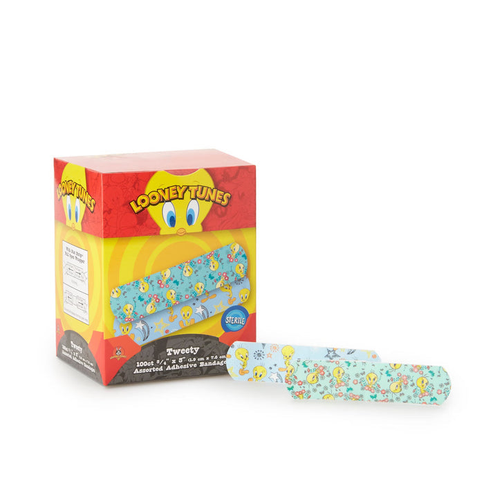 Dukal Looney Tunes Stat Strip Tweety Design Adhesive Strip, ¾ x 3 Inch
