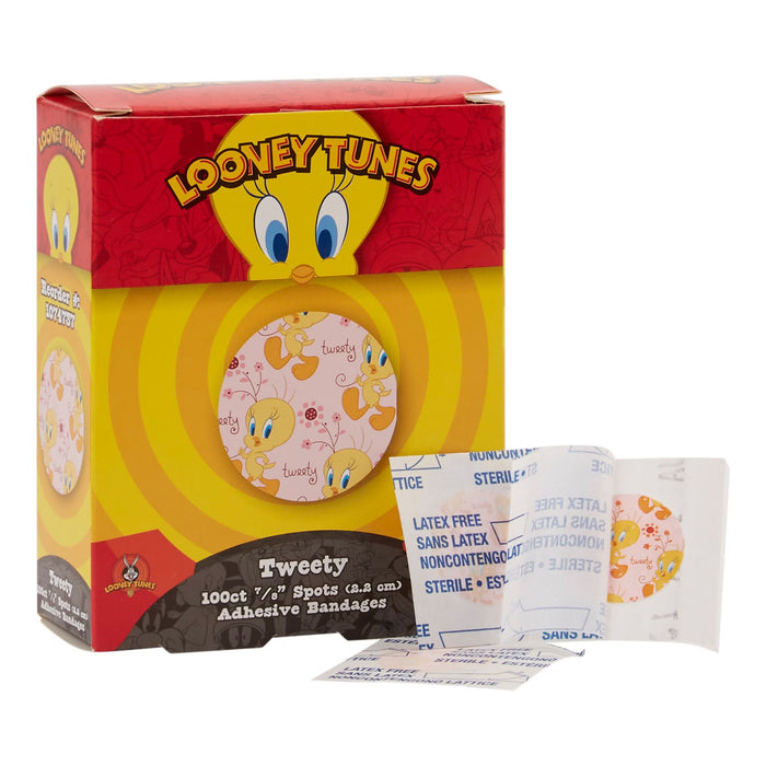 Dukal Looney Tunes Stat Strip Adhesive Spot Bandage, 7/8-Inch Round