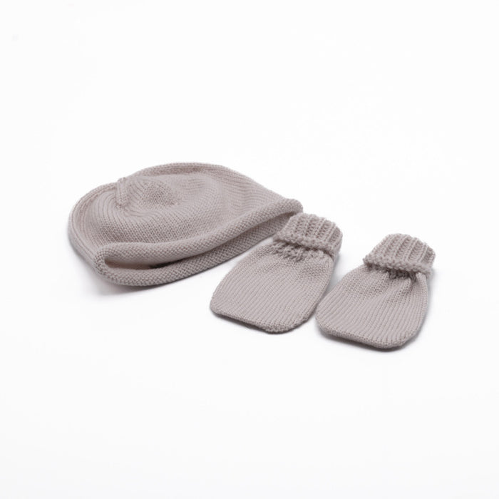 Lot Bébé, Bonnet et Gants, en laine, coloris Lin