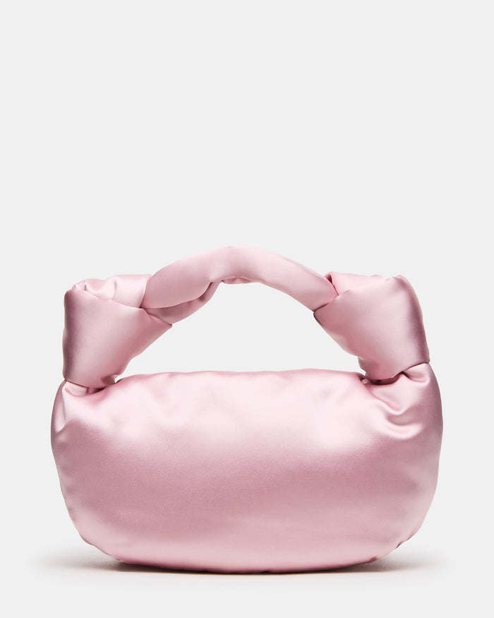 LOVIE Pink Satin Knot Top Handle Handbag | Steve Madden