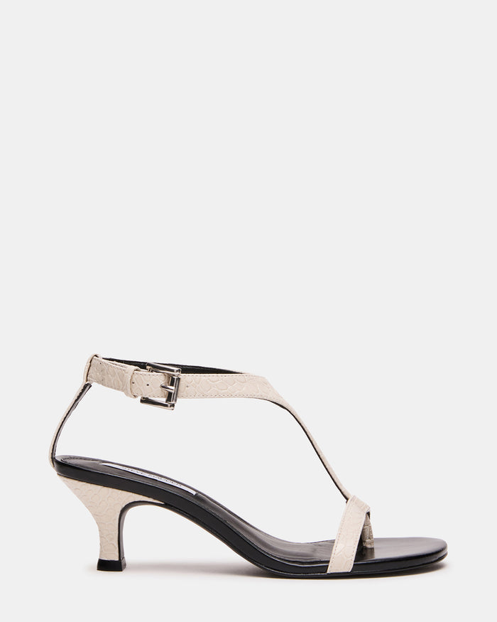 LUNI White Multi Thong T-Strap Women's Kitten Heel | Steve Madden