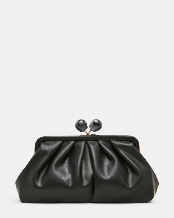 MARISOL Black Kiss-Lock Crossbody Clutch Handbag | Steve Madden