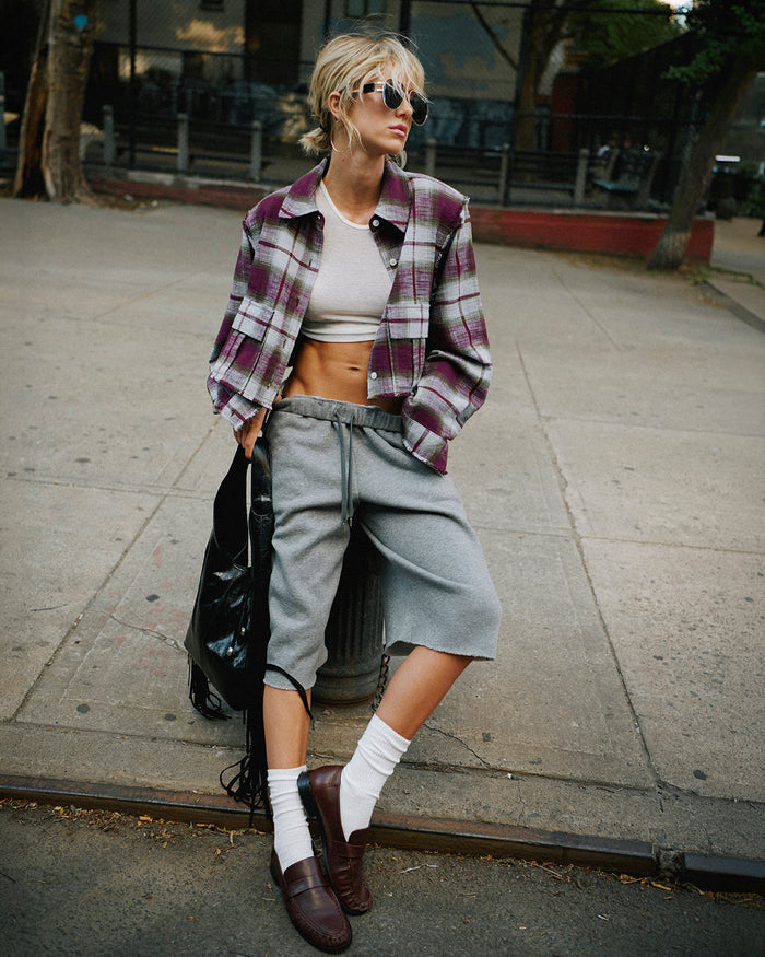 MARLOW TOP OLIVE PLAID
